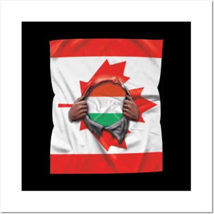 Hungary Flag Canadian Flag Ripped Open - Gift for Hungarian From Hungary Posters and Art